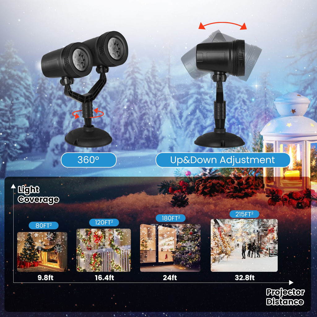 Dual-Head Snowflake Christmas Projector Light