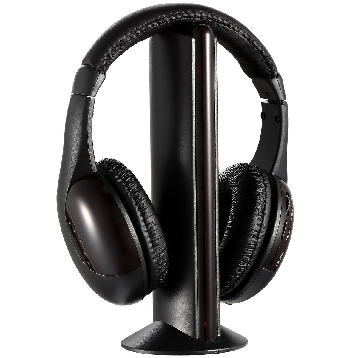 Wireless Over-Ear TV Headphones with RF Transmitter and FM Radio