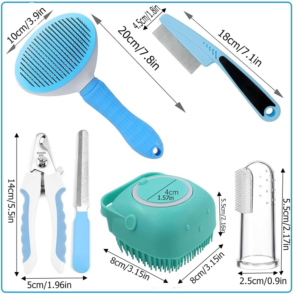 7-Piece Pet Grooming Kit, Self-Cleaning Brush