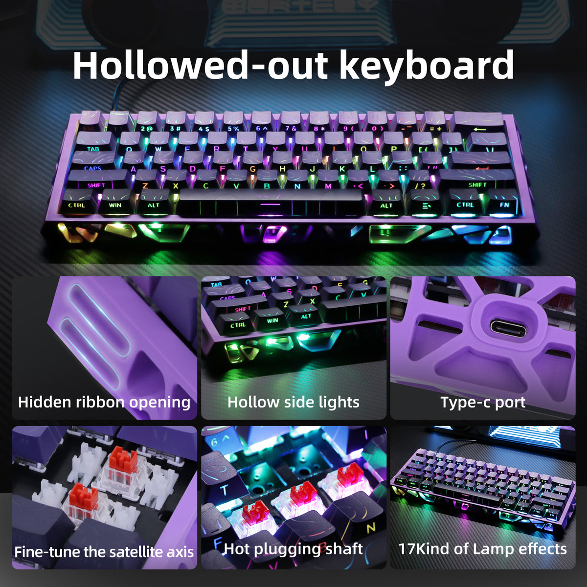 NJ61 Hollow Mechanical Keyboard, 61-Key