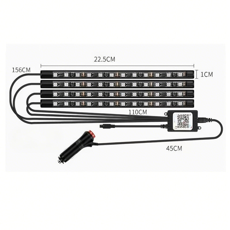 Car Interior RGB LED Strip Kit, App and Music Sync