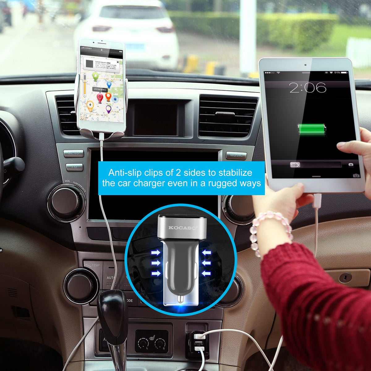 30W 3-Port USB Car Charger