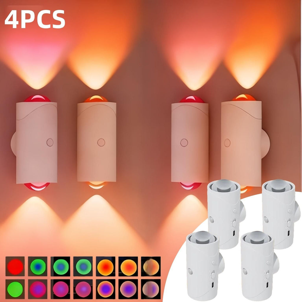 Motion Sensor Night Light 4 Pack, Rechargeable RGB Magnetic